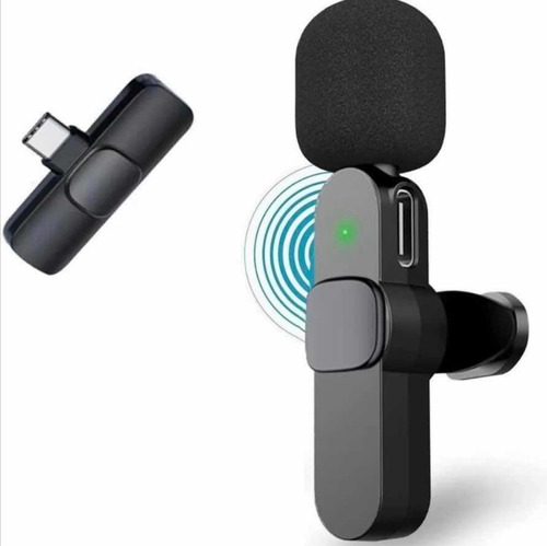 Microfone De Lapela Para Celular Profissional Bluetooth Usbc Cor Preto