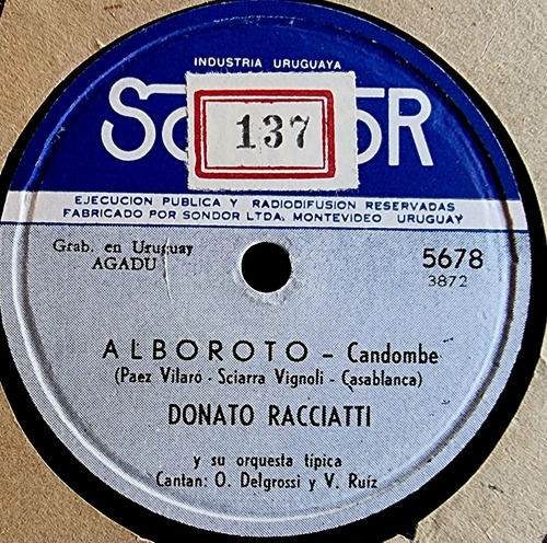 Donato Raciatti (canta Olga Delgrossi) _ Sondor 78 Rpm