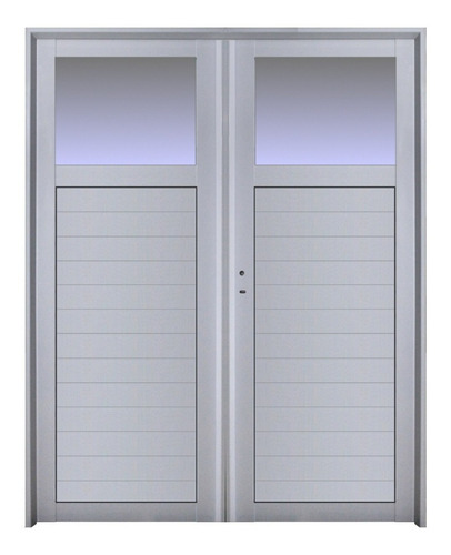 Puerta Aluminio  Doble 160x200 M508 Vidrio Superior Abershop