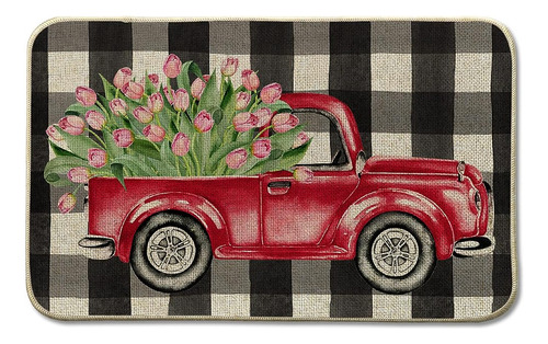 Felpudo Decorativo Para Camiones De Tulipanes De Primavera, 