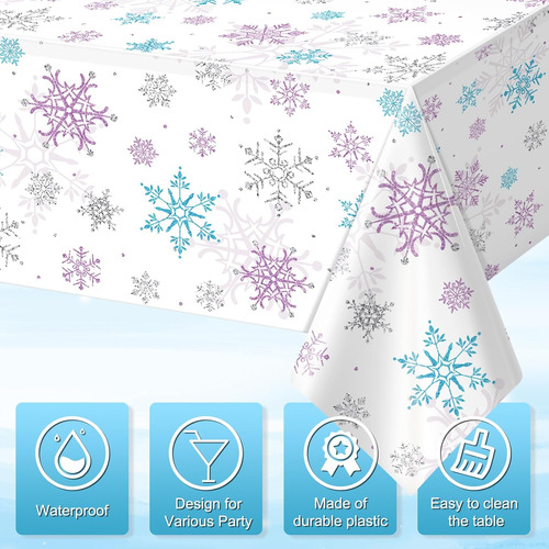 3 Piezas De Decoración De Mantel De Fiesta De Copo De Nieve