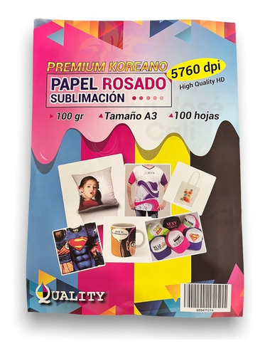 100 Hoja Papel Sublimación Rosad Alta Calidad Secado Lento 