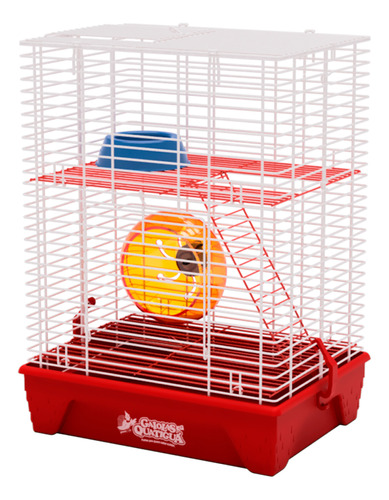 Gaiola Vermelha Hamster Home 2 Andares Com Rodinha