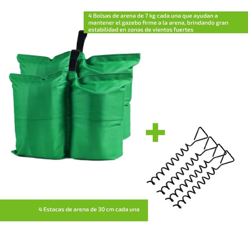 Imagen 8 de 10 de Gazebo Para Playa 3x3 Metros Autoarmable Plegable Reforzado