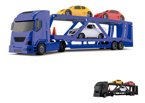 Imagem 1 de 6 de Brinquedo Caminhão Cegonheira Pollux Carreta Com 3 Carros 
