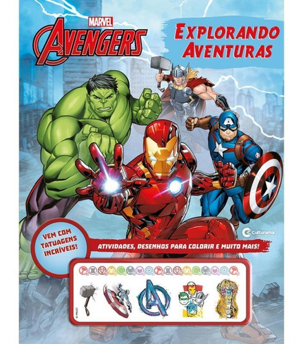   Livro De Colorir Infantil Desenho - Vingadores C/ Tatuagem