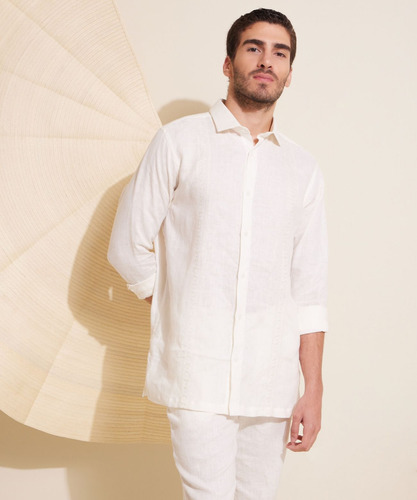 Guayabera Hombre Patprimo M/l Blanco Lino 44030360-197