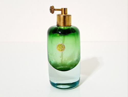 Perfumero En Cristal Murano Italiano Verde Intacto 