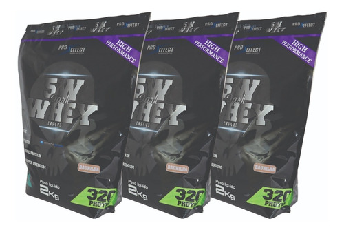 Kit 3 Whey Protein 5w Dark Insane Pró Effect 2 Kg Cada