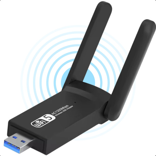 Adaptador Placa Wifi Usb De Rede Dual Band 2.4 e 5ghz 1300mbps Pc Gurumania