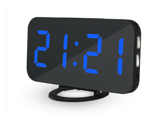 Digital Led Alarme Relógio Maquiagem Espelho Com Portas Dup