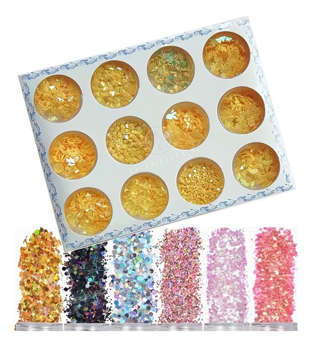 Glitter Decoracion Para Uñas Y Esmaltes 12 Varios Modelos