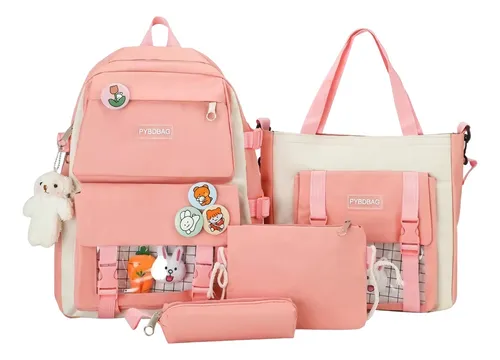 Kit Mochila Morral Escolar Coreana Conjunto Bolsas
