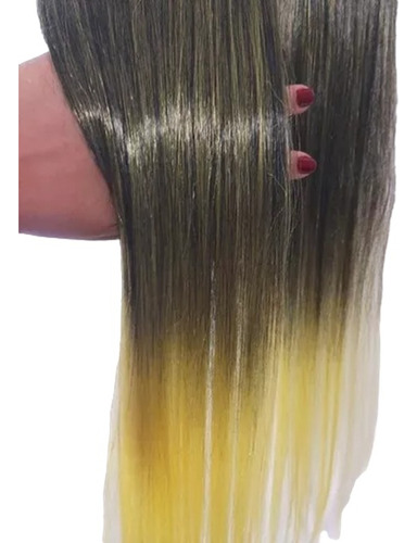 Aplique Preto Com Pontas Amarelas Cabelo Ombre Hair