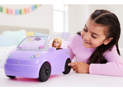 Muñeca Barbie Vehículo Electrico Color Morado