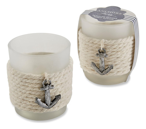 Anchors Away Rope Tealight Holder, Glass Votives, Beach...