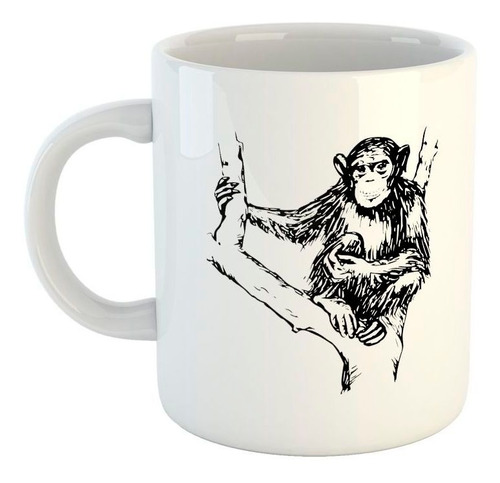 Taza De Ceramica Chimpance En Arbol Vector