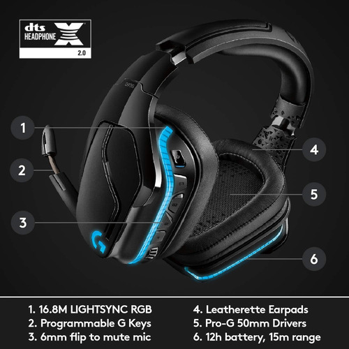 Logitech G935 Dts Inalámbricos: X 7.1 Subloración Subretro L