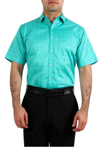 Camisa Mariscal Manga Corta Con Estampado En Corte Americano