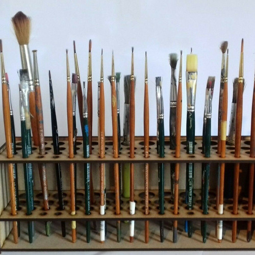 Para Soporte Para Pinceles De Madera Con 67 Agujeros,