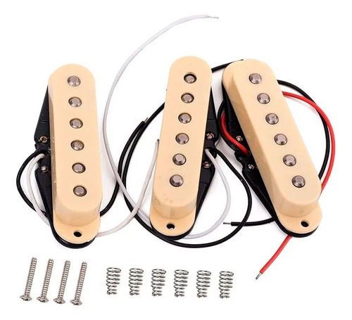 Set Captadores Ronsani Single Alnico V P/ Guitarra Strato Cor Bege