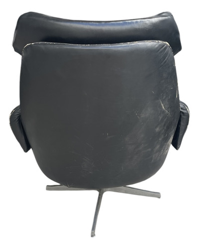 Sillón Antiguo Cuero Base Aluminio Para Restaurar (Usado)