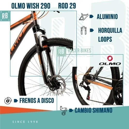 Imagen 2 de 3 de Bicicleta R29 Olmo Wish 290 Disc T18 Nn (shimano)