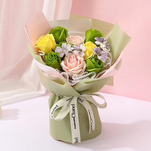 Ramo De Flores De Jabón, Regalo Del Día De La Madre, Verde
