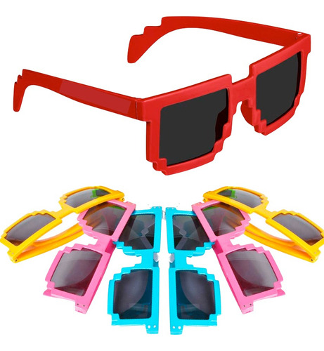 Anteojos Gafas Sol Bits Pack X 8 Lentes Pixelados Cotillon Color Surtidos