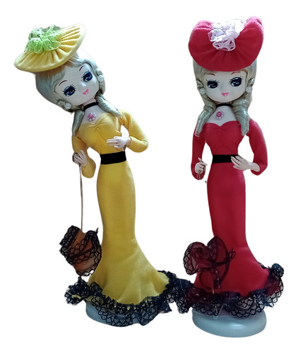 Muñecas Moda Vintage Hechas A Mano 2 Pz Antiguas Korea 1960s (Usado)