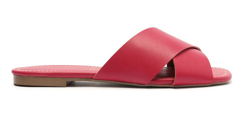 Imagem 2 de 6 de Sandália Feminina Rasteira Baixa Flat Tira X Rosa My Shoes