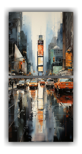 160x80cm Cuadros Estilo Galería Set 2 Artes Nueva York Gris