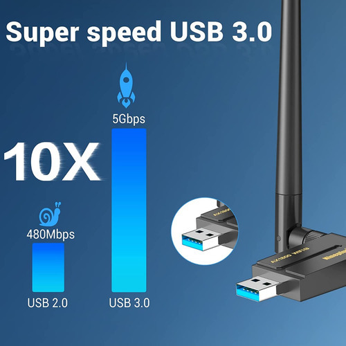 Antena Adaptador Nineplus Usb Wifi 6 Sem Fio 1800mbps