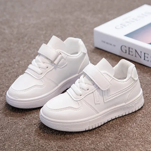 Zapatillas Blancas Con Velcro Para Niños - Zapatos Escolares