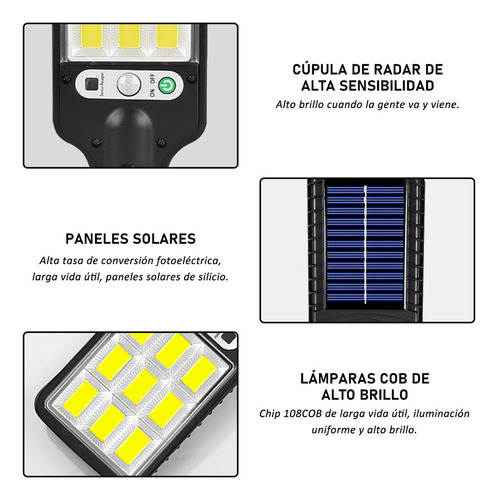Luz Solar Mazorca Al Aire Libre Super Brillante Lám 3 Modos