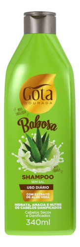 Shampoo Sem Sal Hidratante Babosa Gota Dourada 340ml