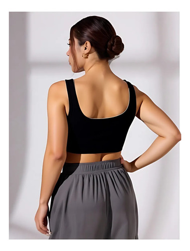 Crop Top De Punto Con Cordón Enfrente Ajustable