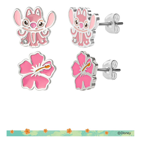 Disney Stitch Angel Stud Pendientes Para Mujer Licencia Lilo