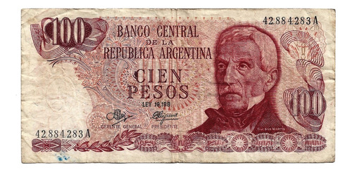 Billete Argentina 100 Pesos Ley 18.188 Gral. San Martín