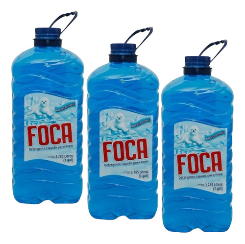 Pack 3x Detergente Líquido Biodegradable P/ Ropa Foca 3.78 L
