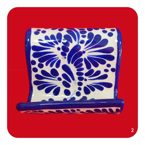 Imagen 3 de 9 de 10 Porta Celular De Talavera Poblana Azul Bases Diferentes