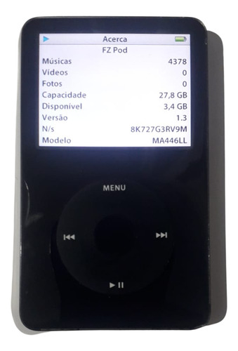 Ipod Apple 5a Geração 30gb Ma446ll Semi Novo Preto