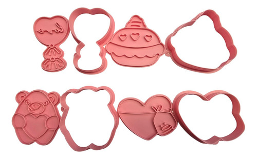 Cortador De Galleta San Valentín 10 Cm Kit 4 Pzas Rosa