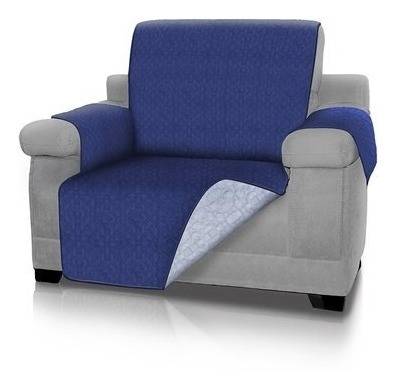 Forro Protector De Sofá Y Muebles Reversible Azul 1 Puesto