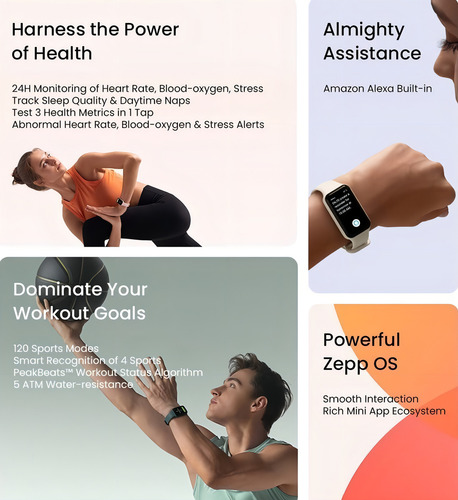 Relógio Pulseira Inteligente Smartwatch Amazfit Ban 7 Preto Preto Mesh Preto Preto