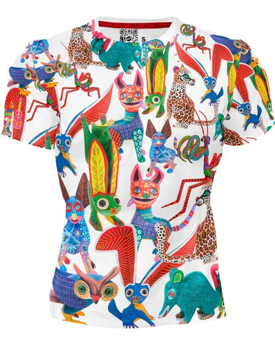 Playera Sublimada Full Print Viva Mexico Alebrijes 336