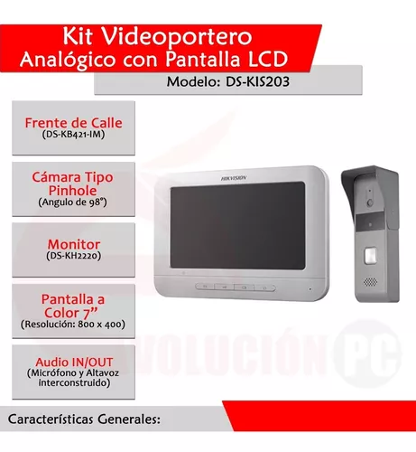 Kit de Videoportero Analógico con Pantalla LCD a Color de 7