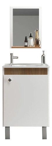 Mueble Para Baño - Con Bacha - Espejo Con Estante  - Milenio - Modelo Onix  - Color Blanco/noce