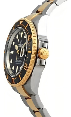Relógio Rolex Oyster Perpetual Submariner Date Misto Preto Cor Da Correia Prateado/dourado