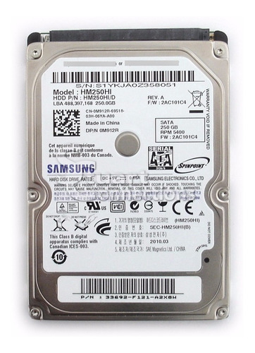 Disco Rigido Net Notebook Sata 250 Gb Usado Garanti Congreso